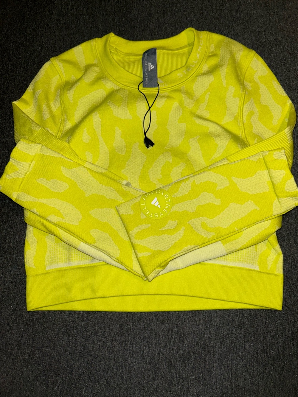 Adidas by Stella McCartney Neon Yellow Cropped Long Sleeve Top